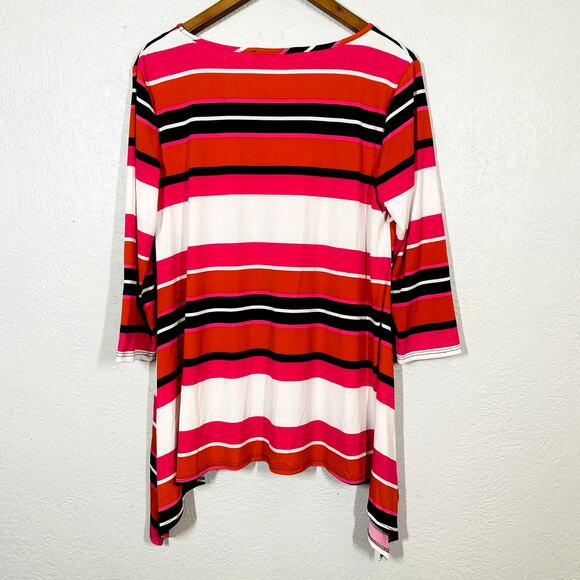 NEW! Coco Bianco Striped Tunic Top Long Sleeve Blouse V Neck Shirt - M - Picture 3 of 4